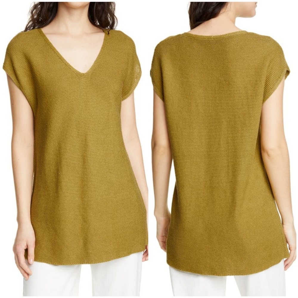EILEEN FISHER V-Neck Organic Linen & Cotton Tunic